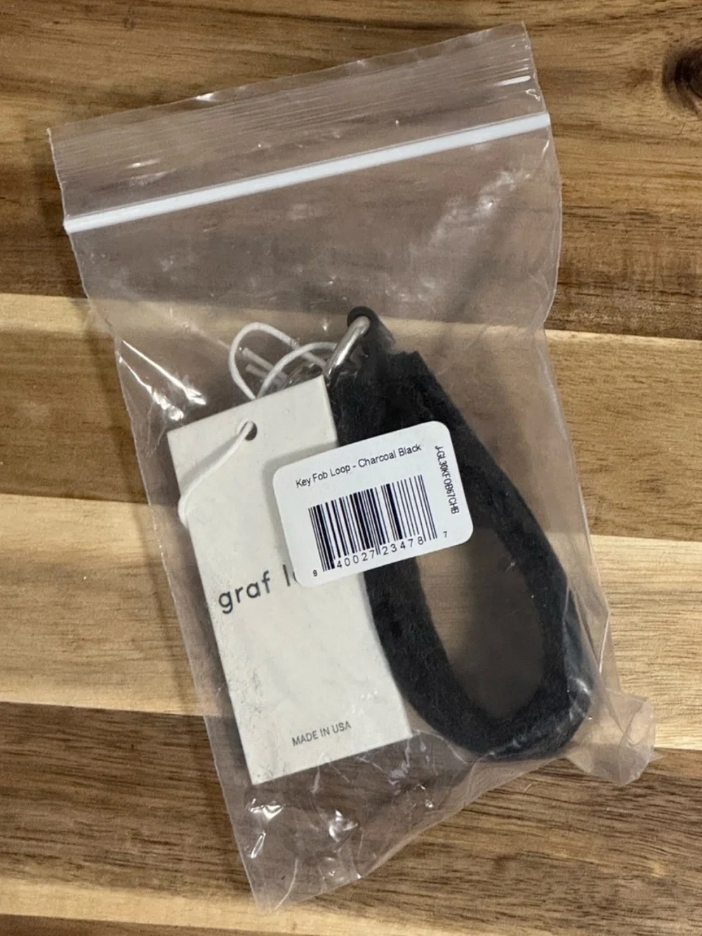 NWT Graf Lantz Merino Wool Felt Loop Key Fob Charcoal Black